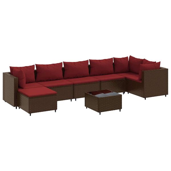 vidaXL Salon de jardin avec coussins 8 pcs marron r&eacute;sine tress&eacute;e