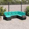 vidaXL Salon de jardin 7 pcs avec coussins noir r&eacute;sine tress&eacute;e