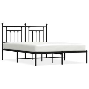 vidaXL Cadre de lit m&eacute;tal sans matelas avec t&ecirc;te de lit noir 150x200cm