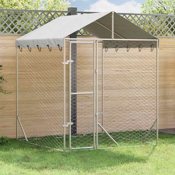 vidaXL Chenil d'ext&eacute;rieur pour chiens avec toit argent&eacute; 2x2x2,5 m