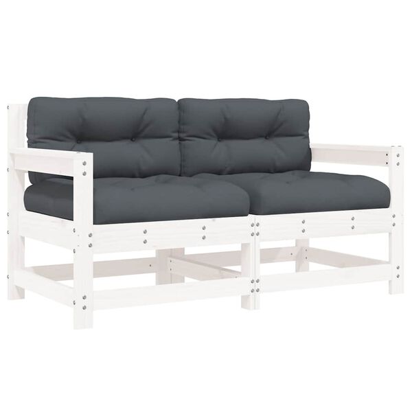 vidaXL Chaises de jardin et coussins lot de 2 blanc bois de pin massif