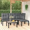 vidaXL Salon de jardin 5 pcs noir et gris r&eacute;sine tress&eacute;e