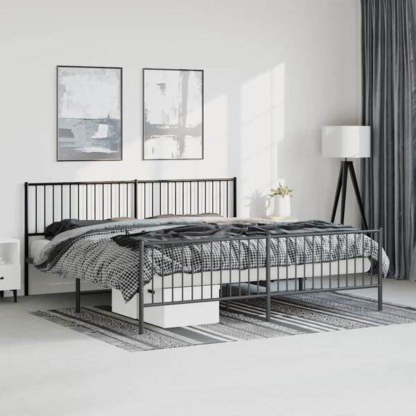 vidaXL Cadre de lit métal sans matelas avec pied de lit noir 193x203cm