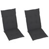 vidaXL Chaises de jardin lot de 2 et coussins anthracite Bois de teck