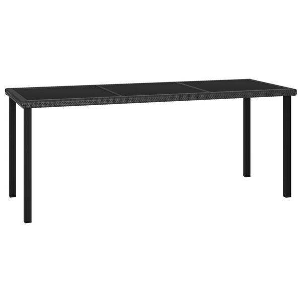 vidaXL Table &agrave; d&icirc;ner de jardin Noir 180x70x73 cm R&eacute;sine tress&eacute;e