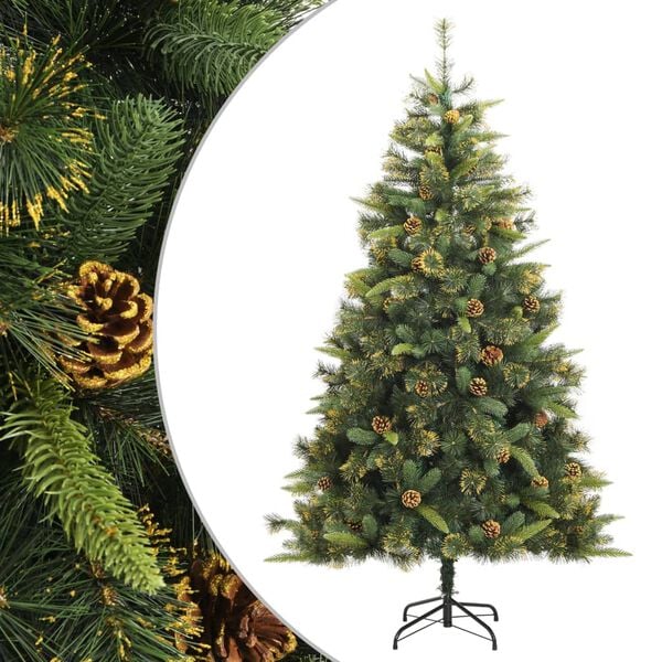 vidaXL Sapin de No&euml;l artificiel articul&eacute; avec pommes de pin 180 cm