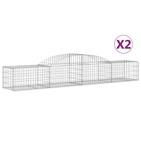 vidaXL Paniers &agrave; gabions arqu&eacute;s 2 pcs 300x50x40/60 cm fer galvanis&eacute;