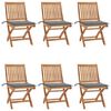 vidaXL Chaises pliantes avec coussins, 6 pi&egrave;ces, en teck massif