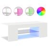 vidaXL Meuble TV avec lumières LED Blanc 90x39x30 cm