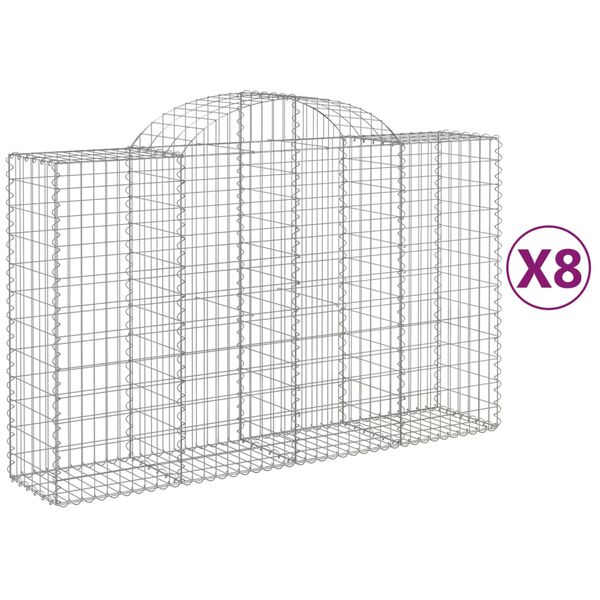 vidaXL Paniers &agrave; gabions arqu&eacute;s 8 pcs 200x50x120/140 cm Fer galvanis&eacute;