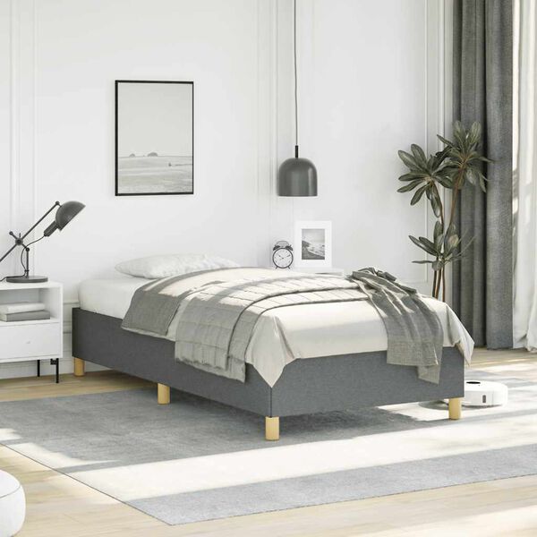 vidaXL Cadre de lit gris fonc&eacute; 100x203 cm tissu