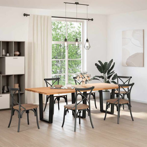 vidaXL Pieds de table &agrave; manger en forme de V, 2 pi&egrave;ces, noir, 70 x (72-73,3) cm, acier