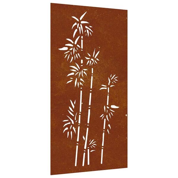 vidaXL D&eacute;coration murale jardin 105x55 cm acier corten design bambou