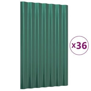 vidaXL Panneaux de toit 36 pcs Acier galvanis&eacute; Vert 60x36 cm