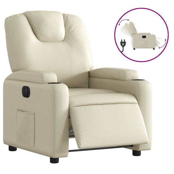 vidaXL Fauteuil inclinable électrique crème similicuir