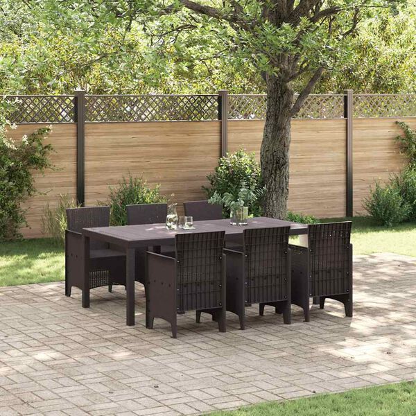 vidaXL Ensemble de salle à manger pour jardin 7 pcs Marron Rattan Polt