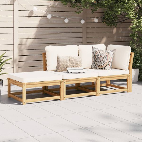 vidaXL Salon de jardin 3 pcs avec coussins bois massif d'acacia