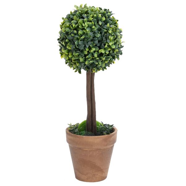 vidaXL Plantes de buis artificiel 2 pcs avec pots Boule Vert 33 cm