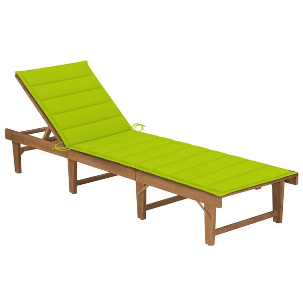 vidaXL Chaise longue pliable avec coussin Bois d'acacia solide