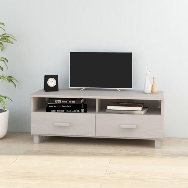 vidaXL Meuble TV HAMAR Blanc 106x40x40 cm Bois massif de pin