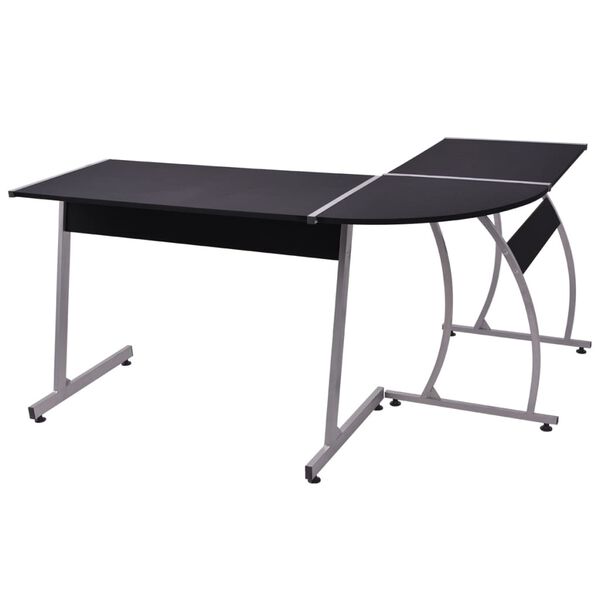 vidaXL Bureau d'angle en forme de L Noir