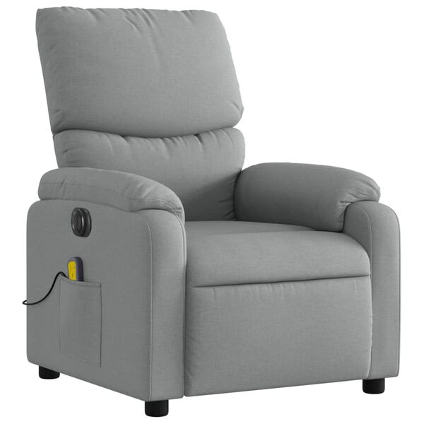 vidaXL Fauteuil inclinable de massage &eacute;lectrique gris clair tissu