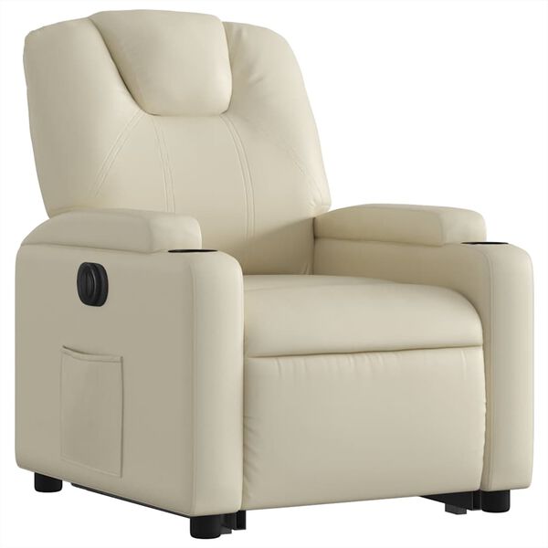vidaXL Fauteuil inclinable &eacute;lectrique cr&egrave;me similicuir