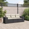 vidaXL Salon de jardin 3 pcs avec coussins noir r&eacute;sine tress&eacute;e