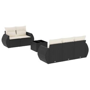 vidaXL Salon de jardin 6 pcs avec coussins noir r&eacute;sine tress&eacute;e