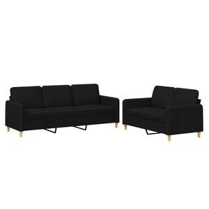 vidaXL Ensemble de canap&eacute;s 2 pcs avec coussins Noir Tissu