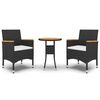 vidaXL Ensemble à manger de jardin 3 pcs Résine tressée Noir