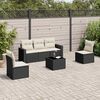 vidaXL Salon de jardin 6 pcs avec coussins noir r&eacute;sine tress&eacute;e