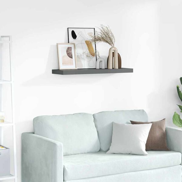 vidaXL &Eacute;tag&egrave;res &agrave; rebord pour cadre photo 2 pcs Gris 80x9x3 cm MDF