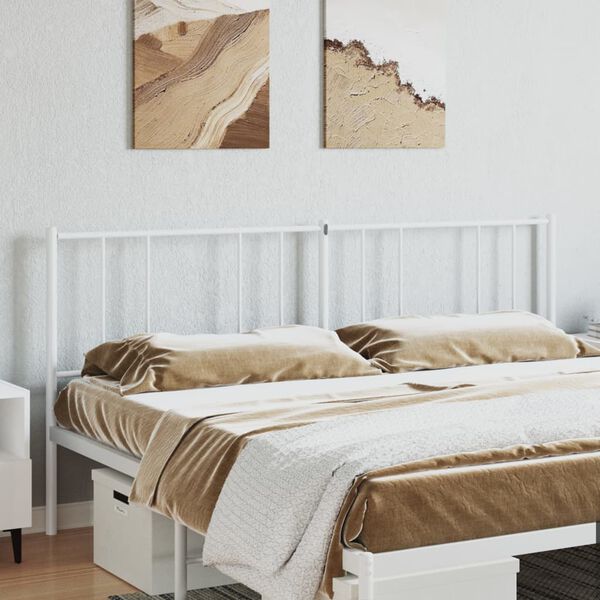 vidaXL T&ecirc;te de lit m&eacute;tal blanc 193 cm