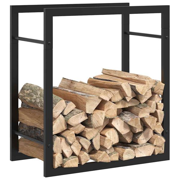 vidaXL Portant de bois de chauffage Noir mat 50x28x56 cm Acier