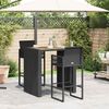 vidaXL Ensemble de bar de jardin 3 pcs sans coussins noir poly rotin