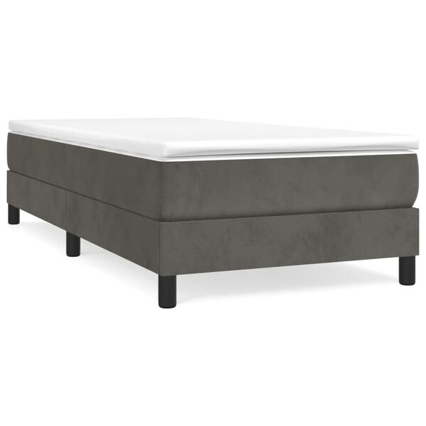 vidaXL Sommier &agrave; lattes de lit matelas gris fonc&eacute; 100x190 cm velours