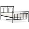vidaXL Cadre de lit m&eacute;tal sans matelas avec pied de lit noir 100x190cm
