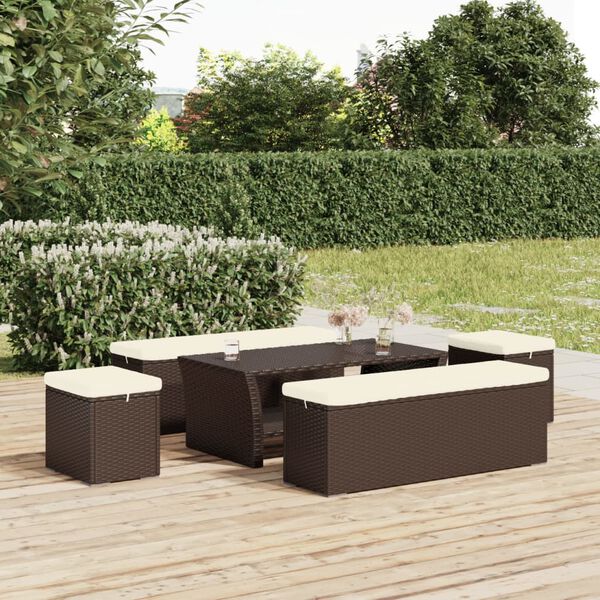 vidaXL Poufs avec coussins lot de 2 marron 40x30x40 cm r&eacute;sine tress&eacute;e
