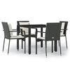 vidaXL Ensemble &agrave; manger de jardin coussins 5pcs Noir R&eacute;sine tress&eacute;e