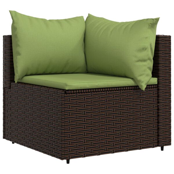 vidaXL Salon de jardin 4 pcs avec coussins Marron R&eacute;sine tress&eacute;e