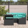 vidaXL Ensemble de canap&eacute; de jardin R&eacute;glable 5 pcs Noir et turquoise