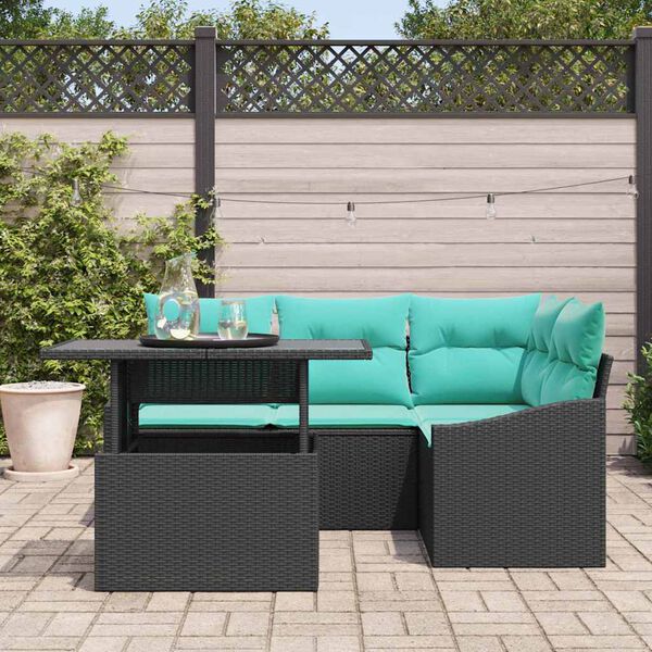 vidaXL Ensemble de canap&eacute; de jardin R&eacute;glable 5 pcs Noir et turquoise