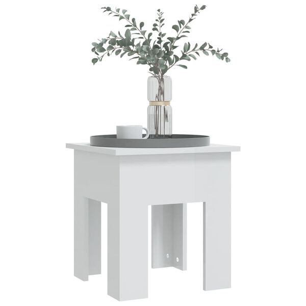 vidaXL Table basse blanc brillant 40x40x42 cm bois d'ing&eacute;nierie
