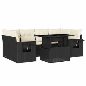 vidaXL Salon de jardin 7 pcs avec coussins noir r&eacute;sine tress&eacute;e