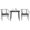 vidaXL Ensemble &agrave; manger de jardin et coussins 3 pcs noir rotin verre
