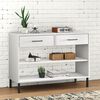 vidaXL Armoire console avec pieds en m&eacute;tal Blanc Bois pin massif OSLO
