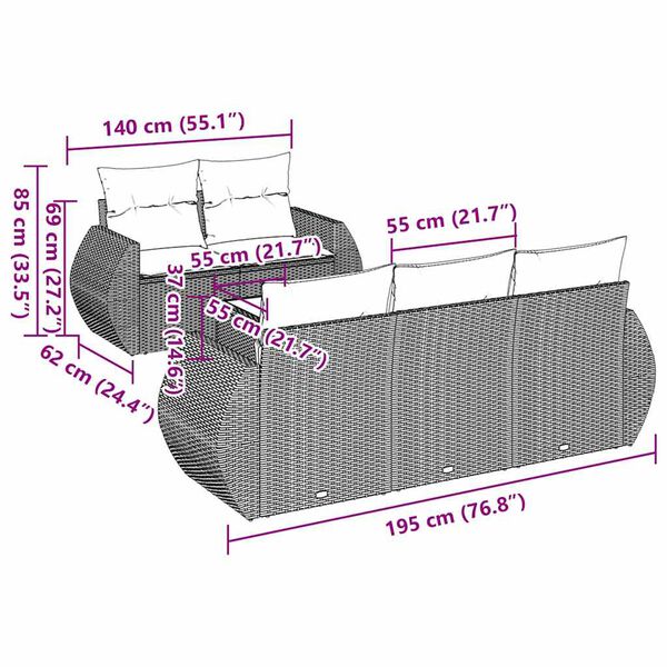vidaXL Salon de jardin 6 pcs avec coussins noir r&eacute;sine tress&eacute;e