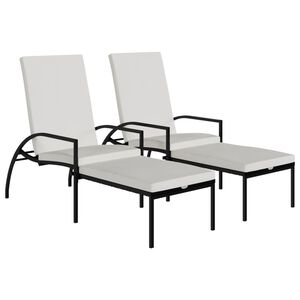 vidaXL Chaises longues avec repose-pied 2 pcs R&eacute;sine tress&eacute;e Noir