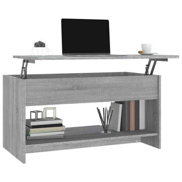 vidaXL Table basse sonoma gris 102x50x52,5 cm bois d'ing&eacute;nierie